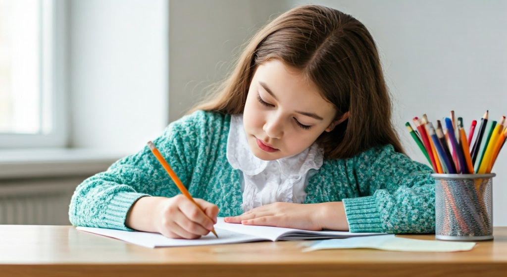 An educational resource titled 'Grade VI Practice Solutions' featuring: Math Problems: Solved examples of fractions, decimals, and basic geometry (area/perimeter) with step-by-step workings Science Concepts: Diagrams of plant cells, water cycle, and simple machines with labeled parts Language Exercises: Grammar corrections and creative writing prompts with sample answers
