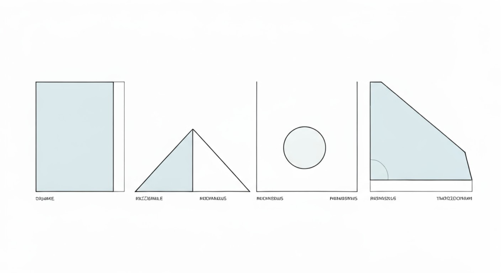 An educational infographic on Quadrilaterals featuring: Types of Quadrilaterals: Square, rectangle, rhombus, parallelogram, trapezium, and kite with labeled properties (sides, angles, diagonals) Formulas: Area (e.g., square = side², trapezium = ½(a+b)h) and perimeter calculations Visual Guides: Venn diagram showing hierarchical relationships (e.g., all squares are rectangles)