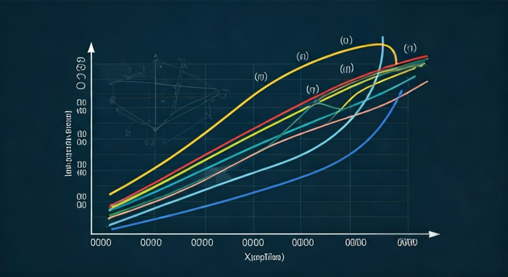 An infographic on Algorithmic Efficiency featuring: Big-O Notation: Complexity classes (O(1), O(n), O(n²) with graph comparisons Optimization Techniques: Memoization, divide-and-conquer, greedy algorithms Real-World Comparisons: Linear vs binary search on sorted data.
