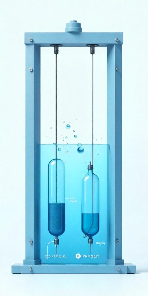 An educational infographic on Fluids and Pressure featuring: Liquid Pressure illustration showing depth-dependent force (P = hρg) Pascal's Principle with hydraulic lift diagram Atmospheric Pressure demonstrated by barometer and suction cups Bernoulli's Principle (airflow over airplane wing creating lift)